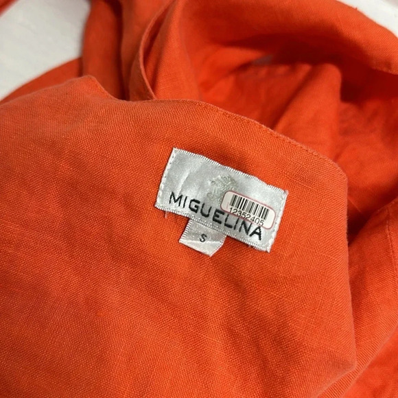 Miguelina Marcy Crop Top Cropped Tie Front Pure Linen Short Sleeve Red S Small - Picture 7 of 9